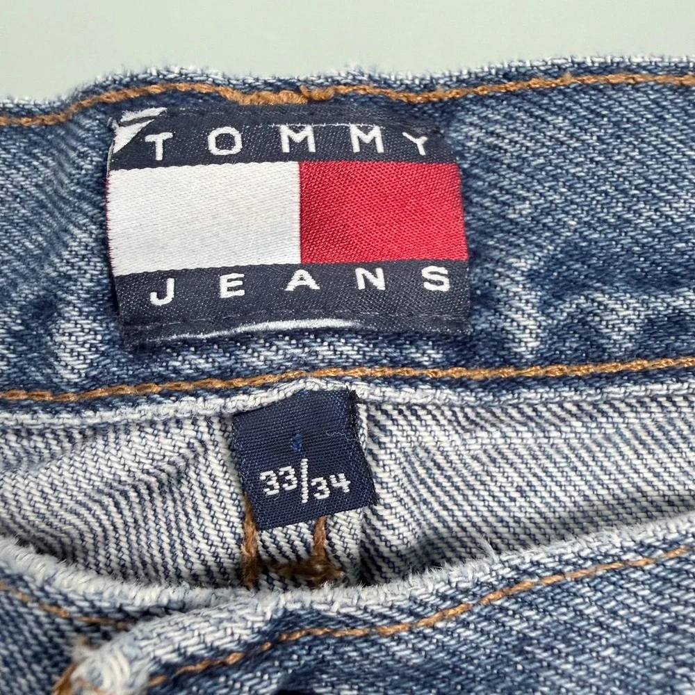 VTG Tommy Jean Ditto Straight Fit Jeans Mens 33x34 Light Wash Blue Denim Preppy